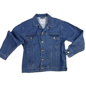 Vtg Learsi Denim Trucker‎ Jacket Womens Medium 80s Western Country boho workwear